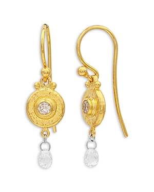 Shop Gurhan Droplet Double Earrings In 24k/18k Yellow Gold With Diamonds