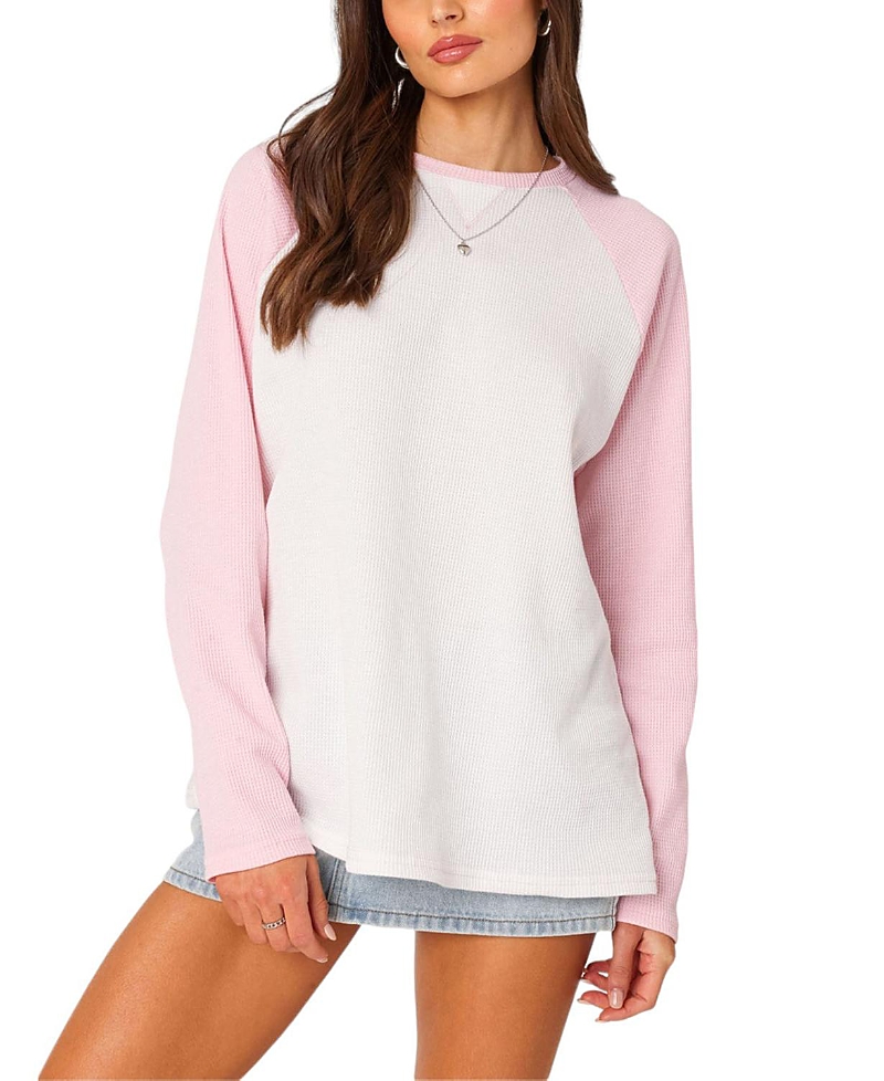 Edikted Me Time Oversized Waffle Top