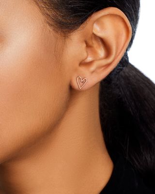 14K Yellow Gold Classic Open Heart Stud Earrings