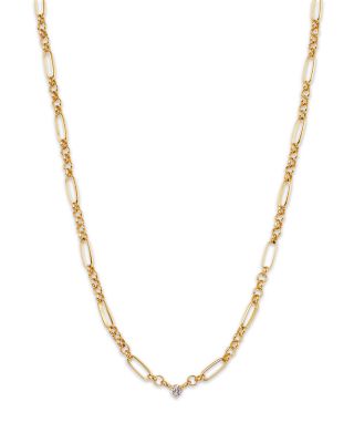 Zoe Chicco 14K Yellow Gold Floating Diamonds Diamond Solitaire Mixed Link Pendant Necklace, 16-18
