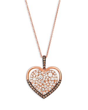 Bloomingdale's Brown & Champagne Diamond Scattered Heart Cluster Pendant Necklace in 14K Rose Gold, 