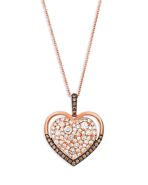 Bloomingdale's Brown & Champagne Diamond Scattered Heart Cluster Pendant Necklace In 14k Rose Gold, 0.94 Ct. T. W. In Brown/pink