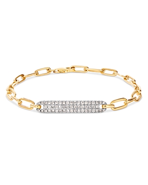 Diamond Pave Oval Link Bracelet in 14K White & Yellow Gold, 0.60 ct. t.w.
