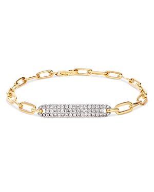 Bloomingdale's Diamond Pave Oval Link Bracelet In 14k White & Yellow Gold, 0.60 Ct. T. W. In White/gold