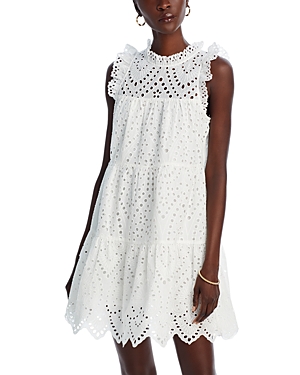 Aqua Cotton Eyelet Shift Dress - 100% Exclusive In White
