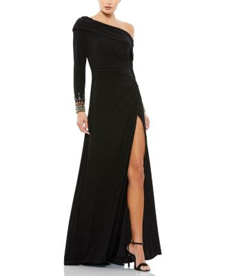 Beaded Cuff Drop Shoulder Faux Wrap Gown