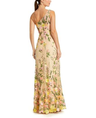  One Shoulder Lace Embroidered Gown