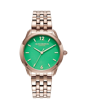 Shop Olivia Burton Starlight Watch, 36mm In Green/rose Gold