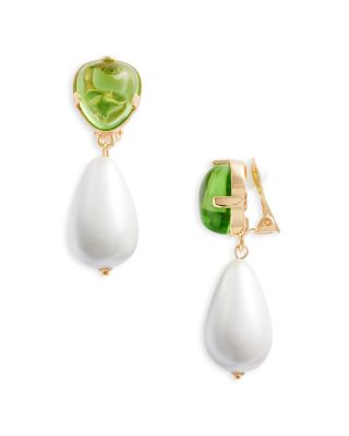 Kenneth Jay Lane - Imitation Pearl Drop Clip On Earrings