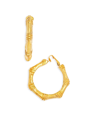 Shop Kenneth Jay Lane Bamboo Hoop Clip On Earrings In Gold