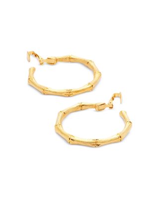 Bamboo Hoop Clip On Earrings