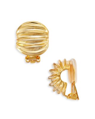 Kenneth Jay Lane - Ribbed Button Clip On Earrings