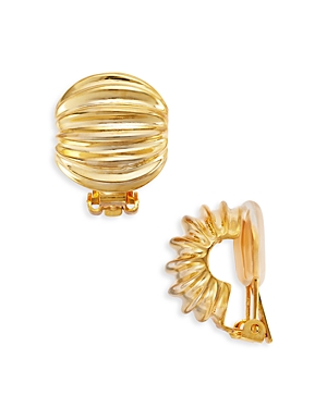 Ribbed Button Clip On Earrings
