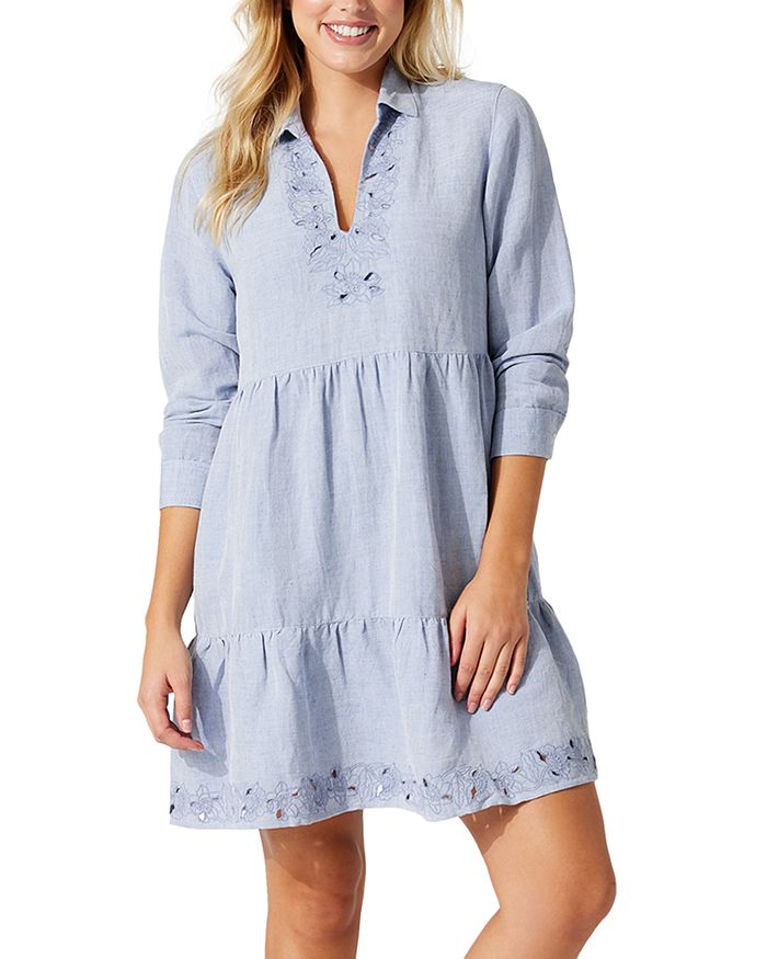 Tommy Bahama Women's Chambray Beach Scarf Dress Cover Up - Mare Navy