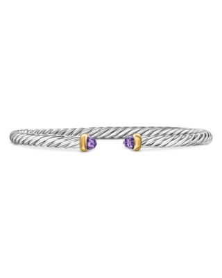 David Yurman - Sterling Silver & 14K Yellow Gold Cable Flex Bracelet, 4mm
