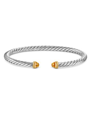 Sterling Silver & 14K Yellow Gold Cable Flex Bracelet, 4mm