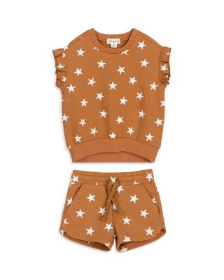 Miles The Label - Girls' Star Spangled Sleeveless Terry Sweatshirt & Shorts Set - Little Kid