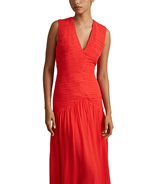 Shop Reiss Saffy Ruched Bodycon Dress In Coral