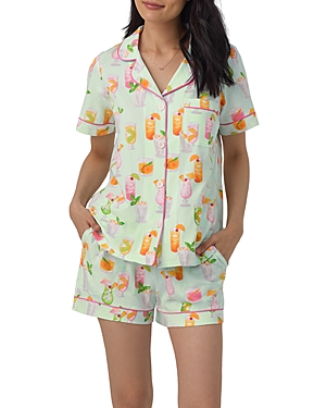 Two Piece Printed Shirt & Shorts Pajamas Set