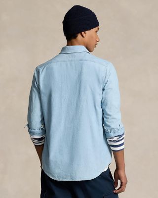 ★★POLO RALPH LAUREN★★ Classic fit patchwork chambray shi Polo Ralph Lauren - Patchwork Cotton-Chambray Shirt - Blue