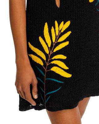 Embroidered Mini Sweater Dress