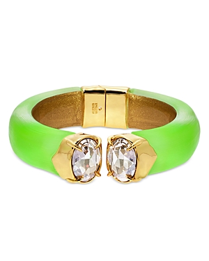 Shop Alexis Bittar Bonbon Hinge Bangle Bracelet In Neon Green/gold