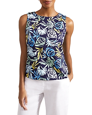 Hobbs London Maddy Printed Top In Navy Yellow