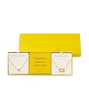 Shop Kendra Scott Elisa Pendant Necklaces, Set Of 2 In Gold Ivory Mother Of Pearl