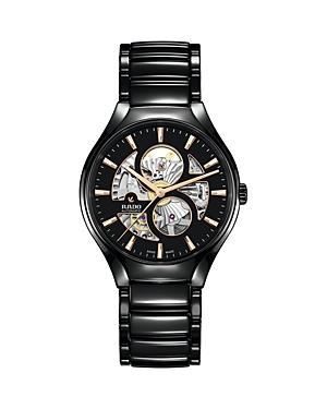 Shop Rado True Round Automatic Open Heart Watch, 40mm In Black