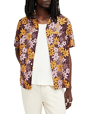 Shop Allsaints Visalia Short Sleeve Button Front Camp Shirt In Lapis Purple