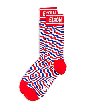 Elton John Striped Crew Socks