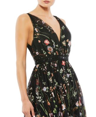V-Neck Floral Midi Dress