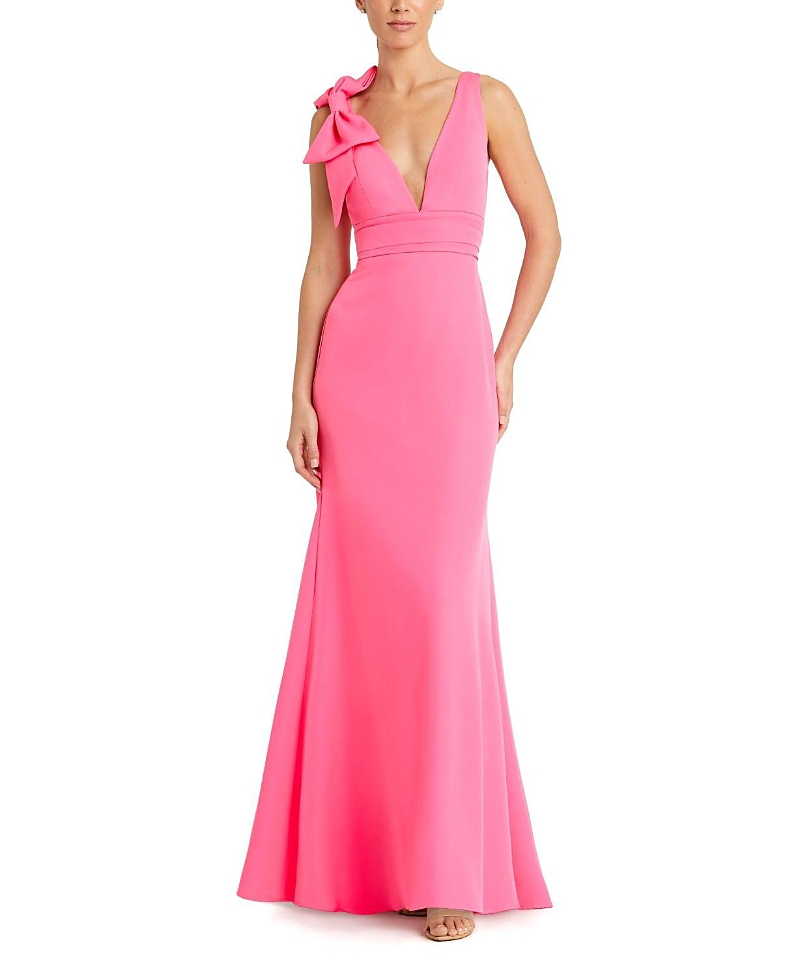 Mac Duggal Sleeveless V Neck Bow Detail Mermaid Gown