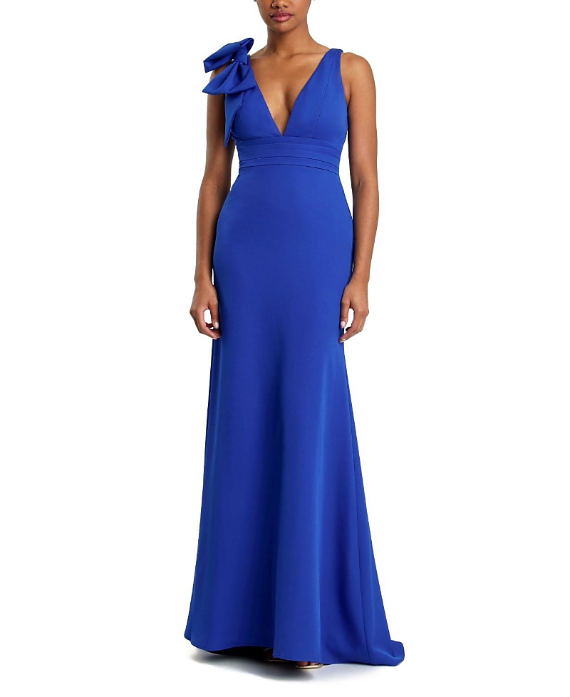Mac Duggal Sleeveless V Neck Bow Detail Mermaid Gown