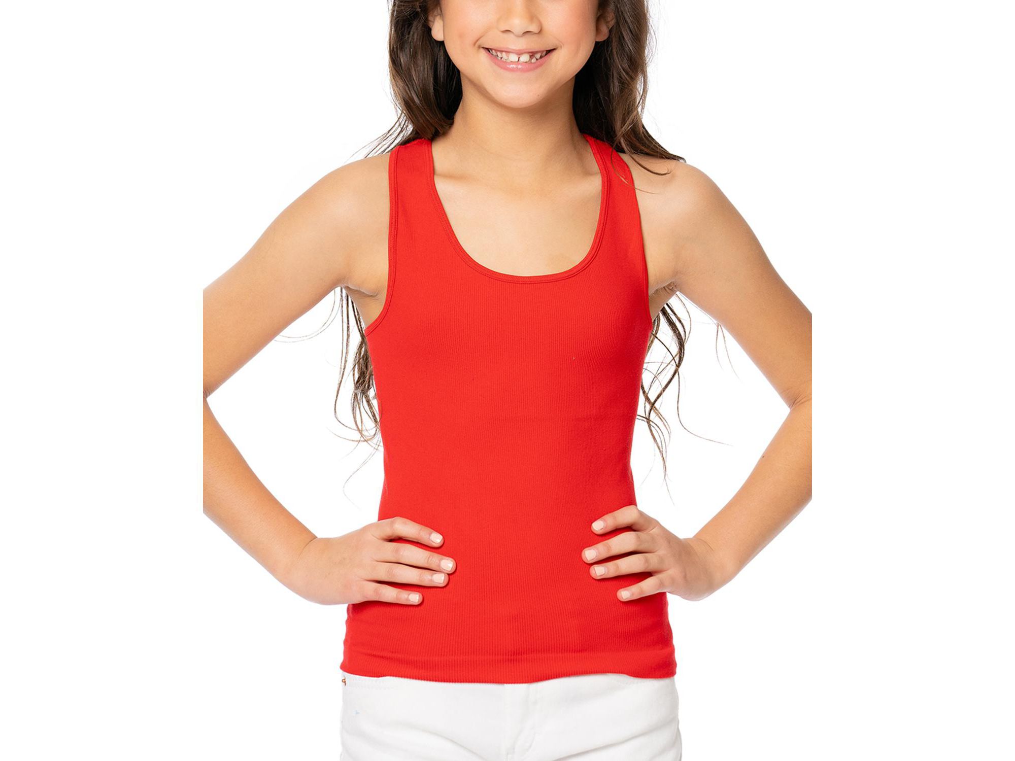 Girls' Ribbed Racer Back Tank Top - (10-14) Big Kid — Image 6