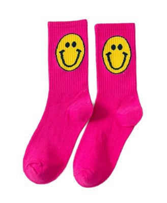 Malibu Sugar Girls' Happy Face Socks (8-12) - Big Kid