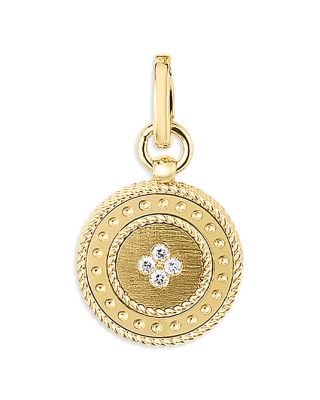 18K Yellow Gold Venetian Princess Diamond Small Medallion Pendant