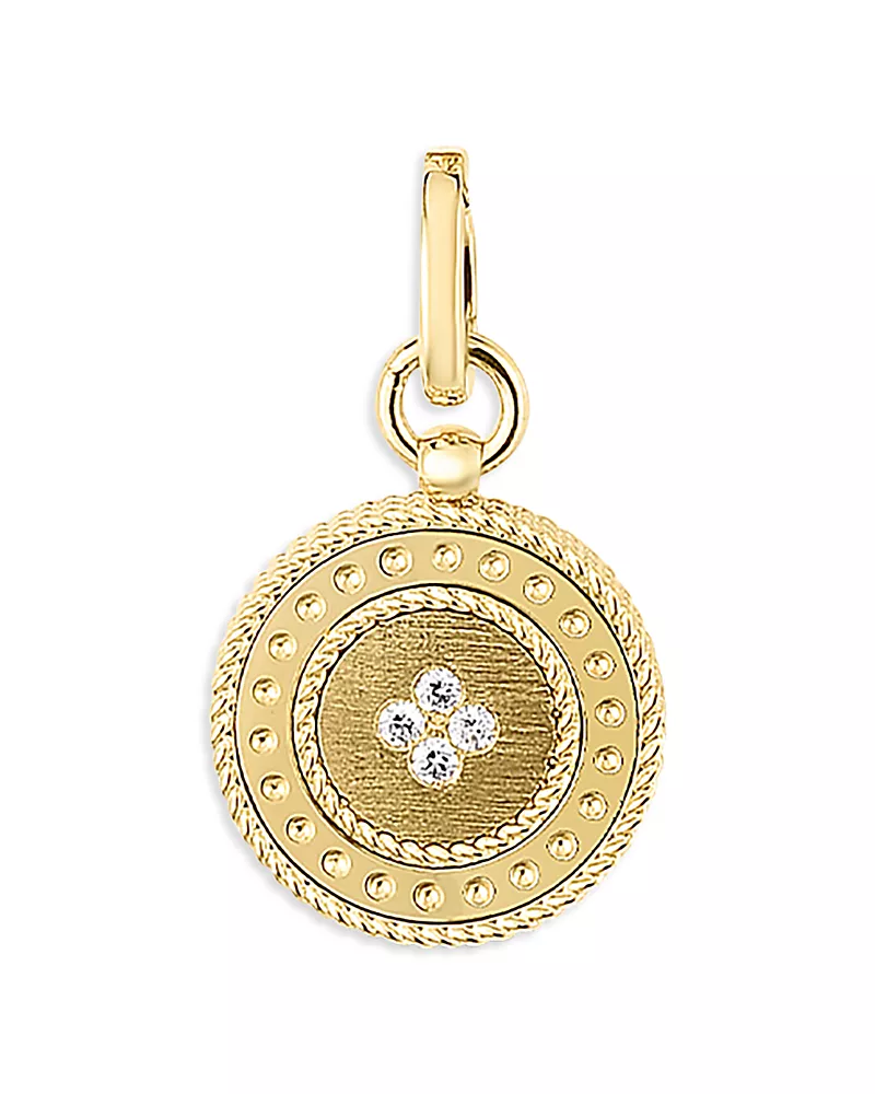 Roberto Coin 18K Yellow Gold Venetian Princess Diamond Small Medallion Pendant
