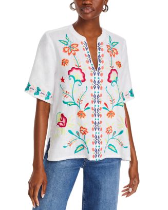 Johnny Was Averi Linen Top | Bloomingdale's