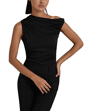 Shop Reiss Dylan Sleeveless Ruched Top In Black