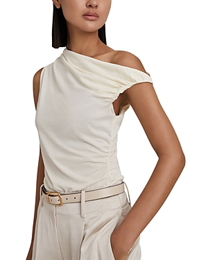 Reiss Ivory Dylan Ruched Off-the-shoulder Top In Ivory