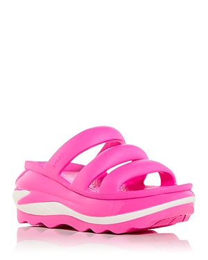 Shop Crocs Women's Mega Crush Triple Strap Platform Slide Sandals In Pink Crush
