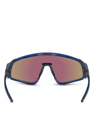 Latch Panel Rectangular Shield Sunglasses, 135mm