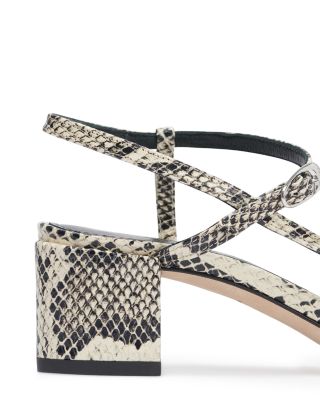 Women's Tash Square Toe Snake Embossed Block Heel Sandals 