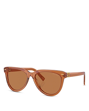 Shop Miu Miu Round Sunglasses, 56mm In Orange/orange Solid