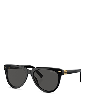Shop Miu Miu Round Sunglasses, 56mm In Black/gray Solid