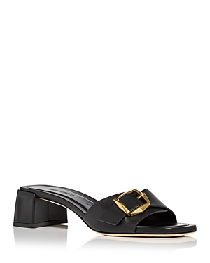 Shop Jimmy Choo Women's Hawke 40 Block Heel Slide Sandals In Black/gold