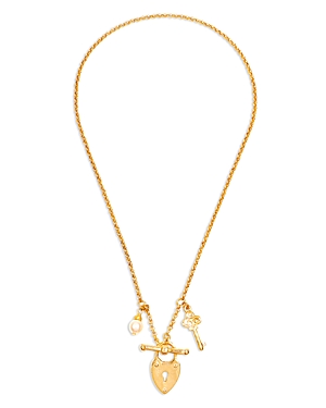 Ben Amun Lock & Key 14K Yellow Gold Plate Charm Necklace, 17.5