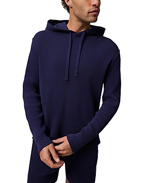 Shop Atm Anthony Thomas Melillo Waffle Knit Long Sleeve Hoodie In Ink
