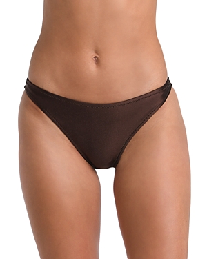Shop L Agence L'agence Jean Shimmer Scoop Front Bikini Bottom In Chocolate